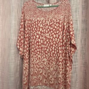 Belle by Kim Gravel Pink and Cream Animal Print Tunic